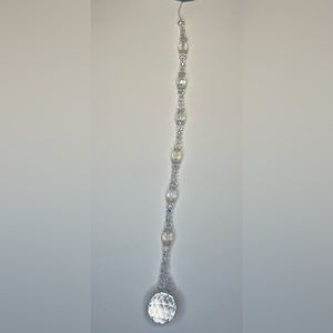 Mini suncatcher/car hanging. Clear “crystal”, glass beads.